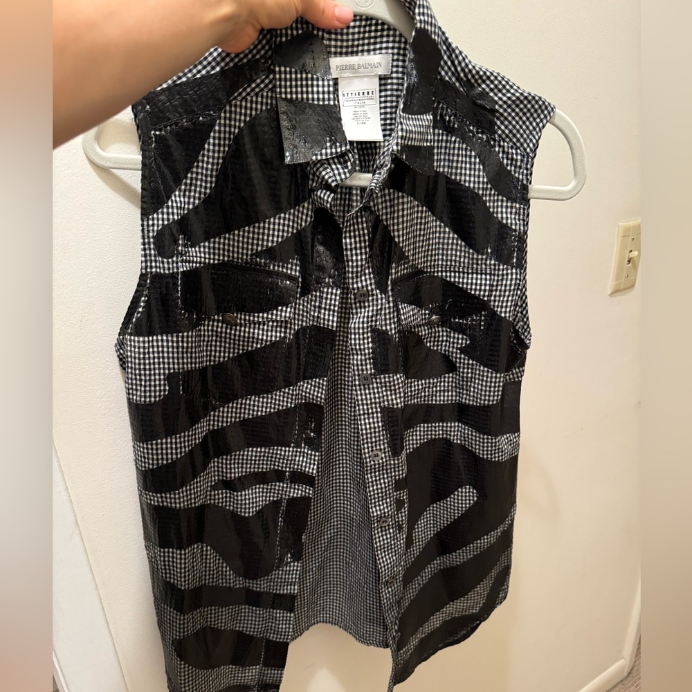 Pierre Balmain Checkered Black and White Shirt